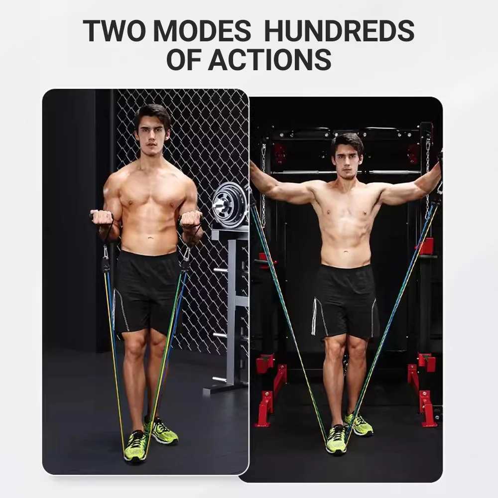10-14pcs/Set Pull Rope Bodybuilding Resistance Bands Set Multi-function Tensioner Suit Muscle Training Belt Elastic Bands