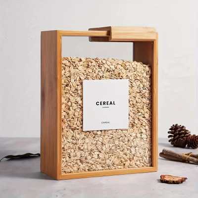 Simple wooden grain storage box - used for storing oatmeal, grains, and food