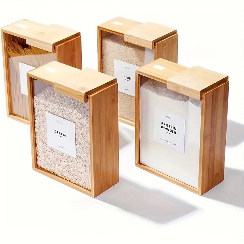 Simple wooden grain storage box - used for storing oatmeal, grains, and food